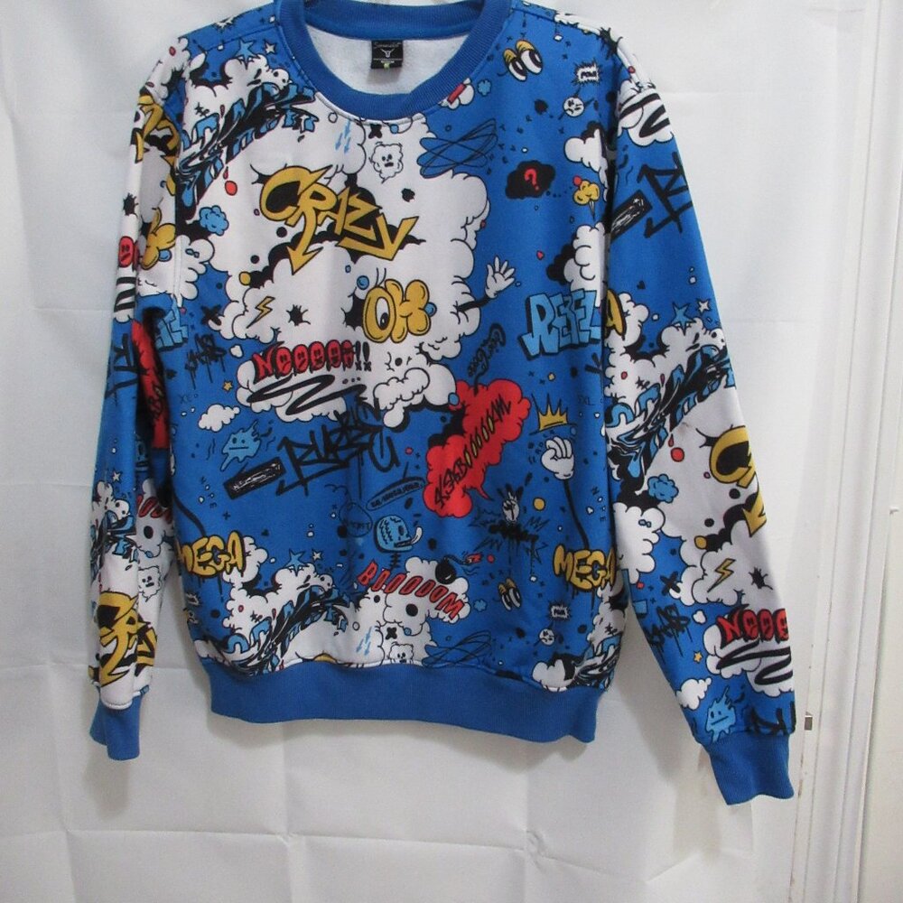 Screenshot Brand Blue Urban Hip Hop Street Fleece Sweatshirt grafiti Medium